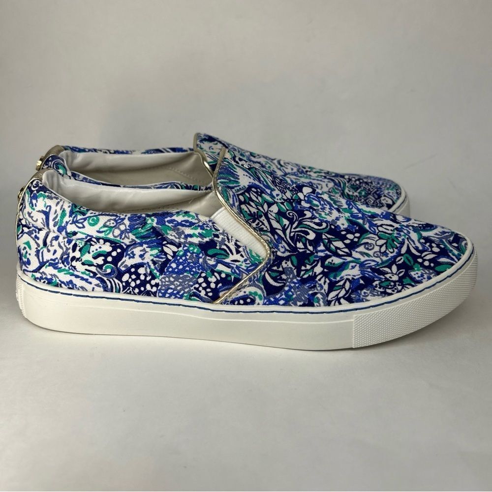 Lilly Pulitzer Julie Slip-on Blue Green Animal Print Women’s Sneakers Size 8 - Picture 5 of 10